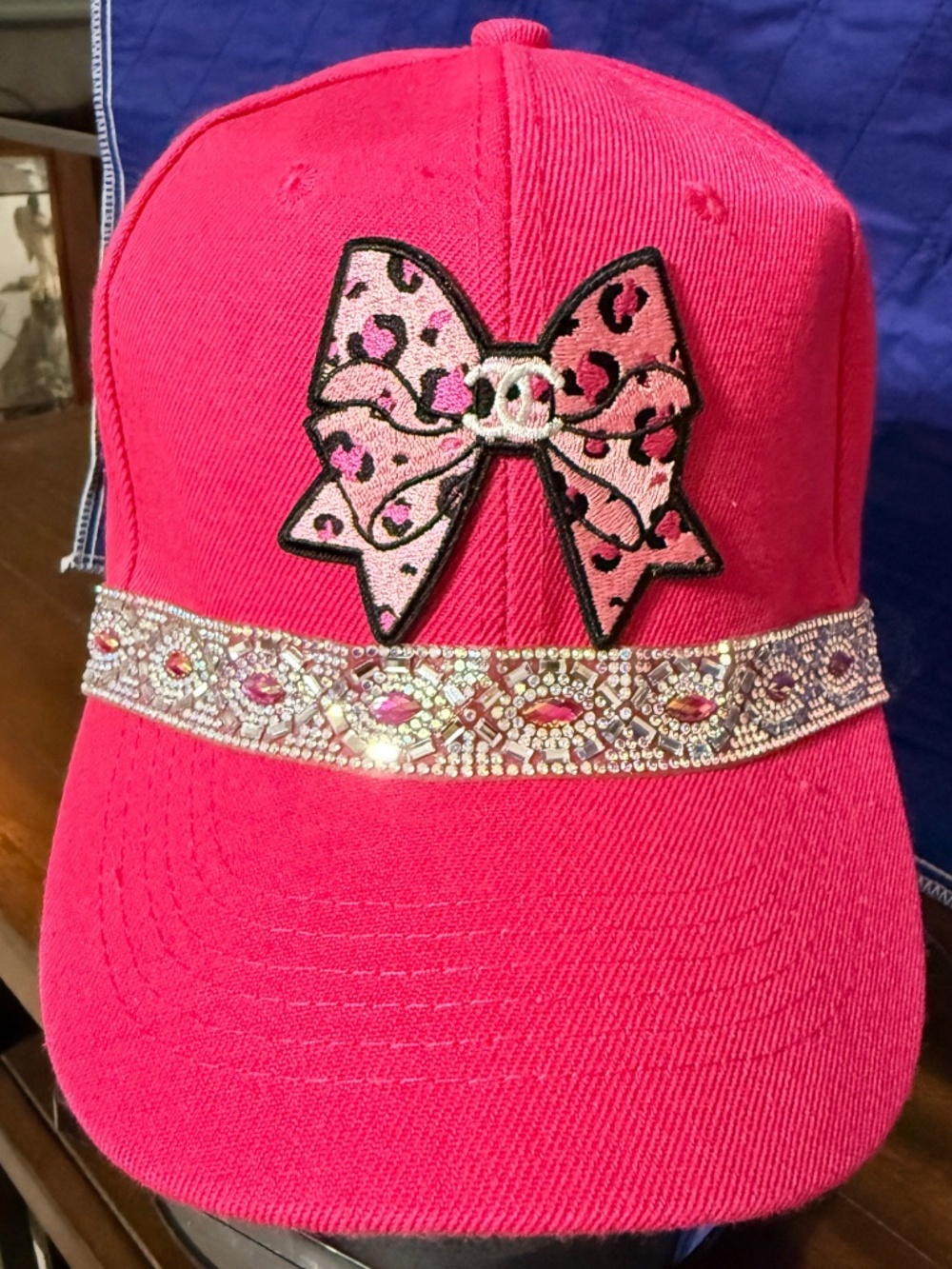 Pink Bow Rhinestone Ball Cap - Picture 4 of 6